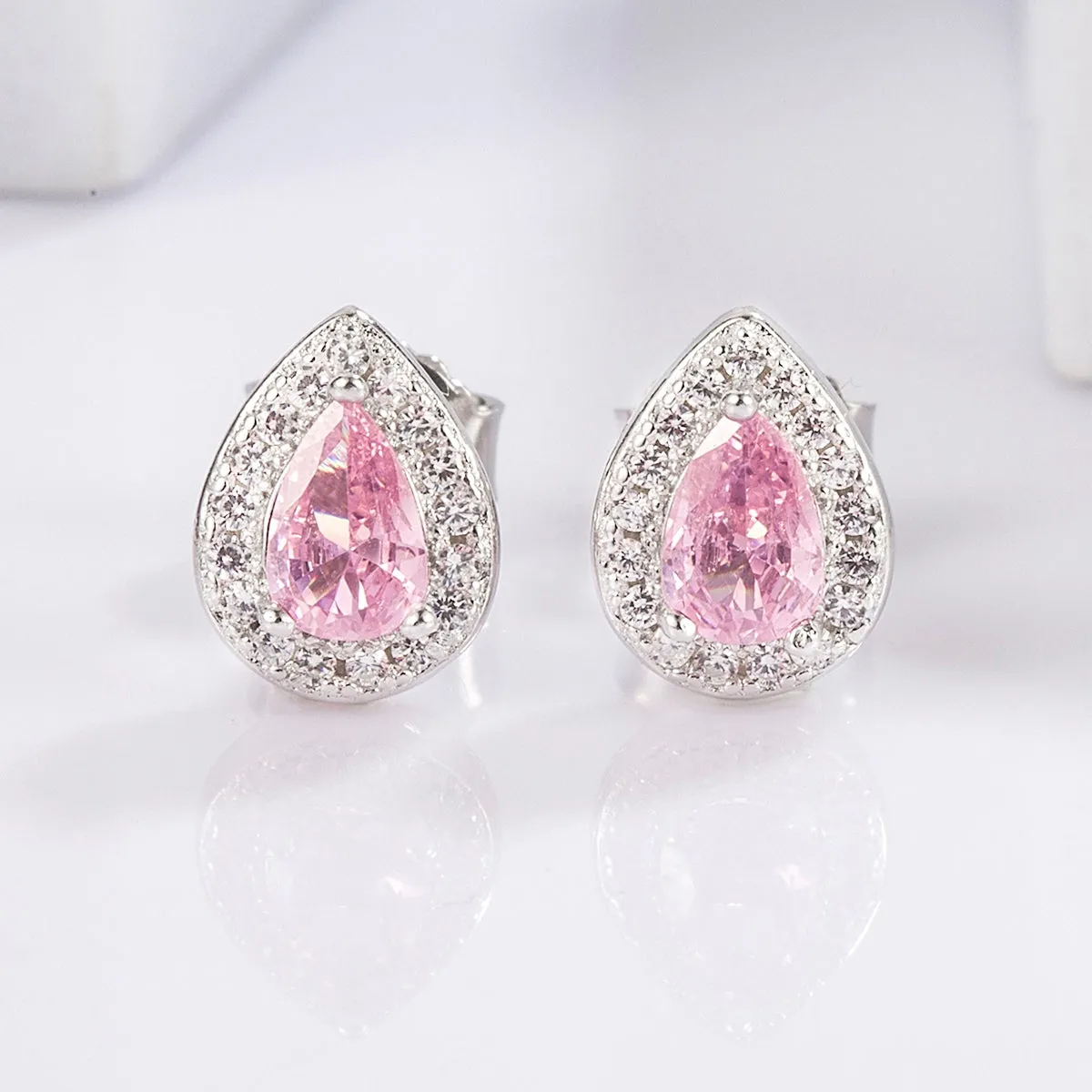 925 Sterling Silver Rhinestone Zircon Teardrop Shape Earrings sold by Charming Charlie
