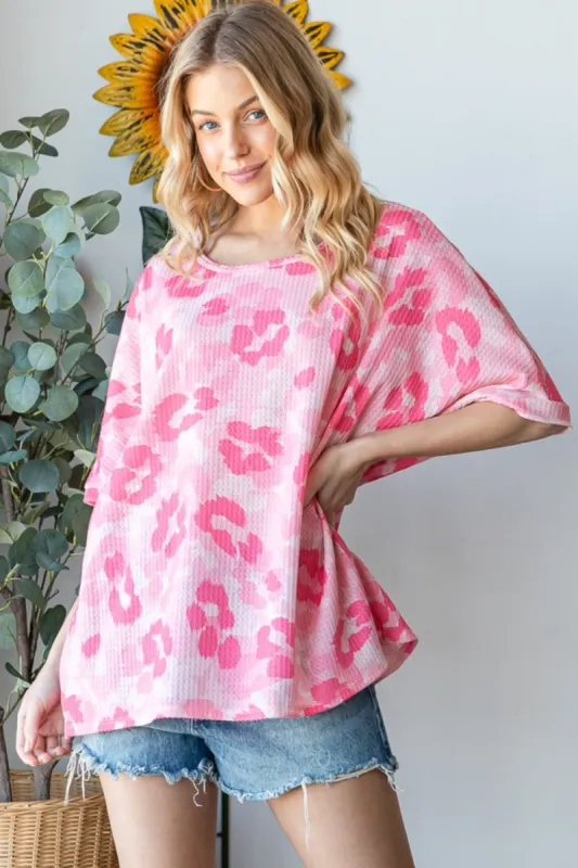 HOPELY Print Waffle Oversized T-Shirt sold by Charming Charlie