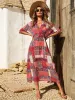 Printed Half Sleeve Midi Dress sold by Charming Charlie