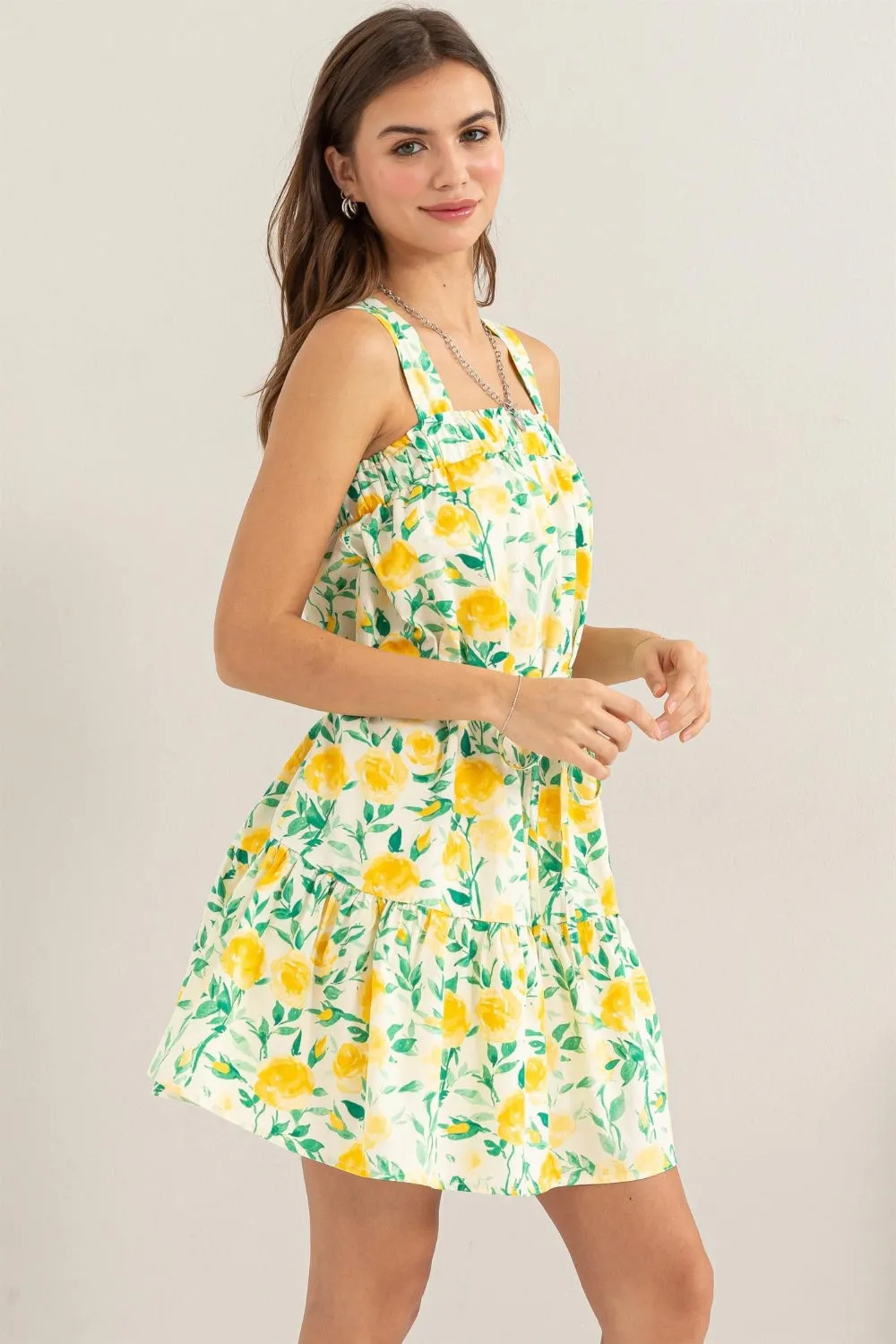 HYFVE Floral Tie Shoulder Mini Dress sold by Charming Charlie