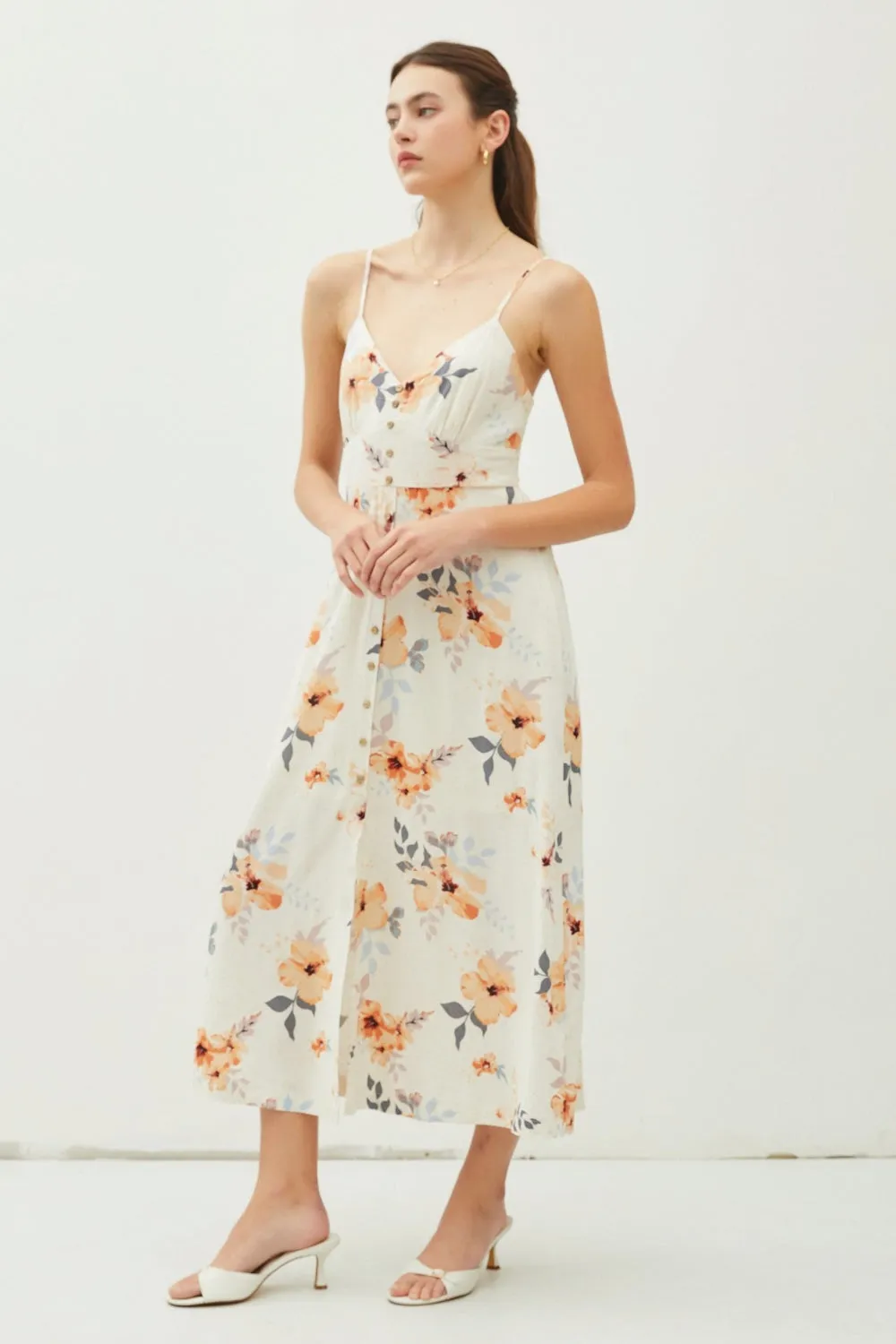 Be Cool Floral Button Down Cami Midi Dress sold by Charming Charlie product image thumbnail 3