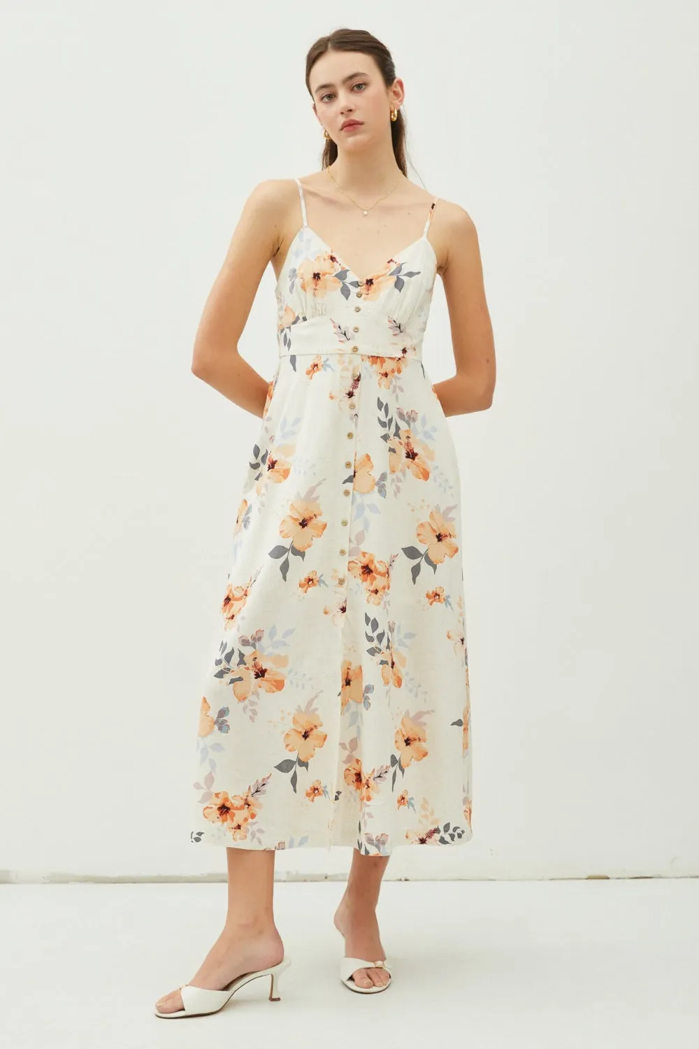 Be Cool Floral Button Down Cami Midi Dress sold by Charming Charlie product image thumbnail 4