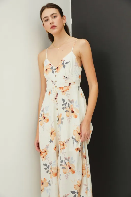 Be Cool Floral Button Down Cami Midi Dress sold by Charming Charlie