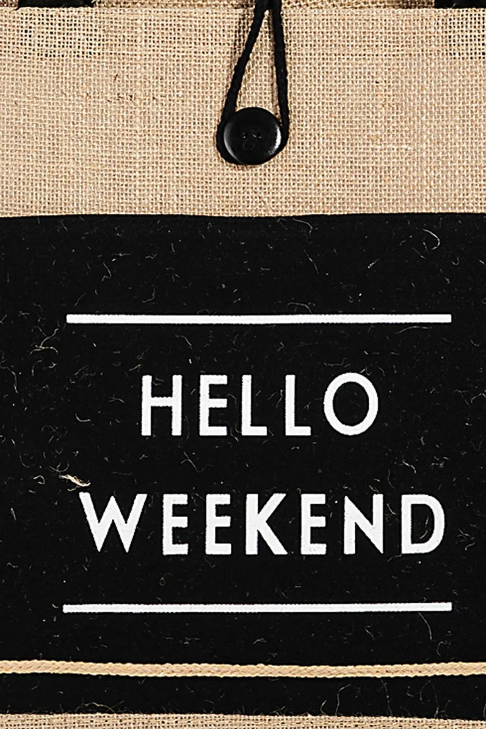 Fame Hello Weekend Burlap Tote Bag sold by Charming Charlie product image thumbnail 5