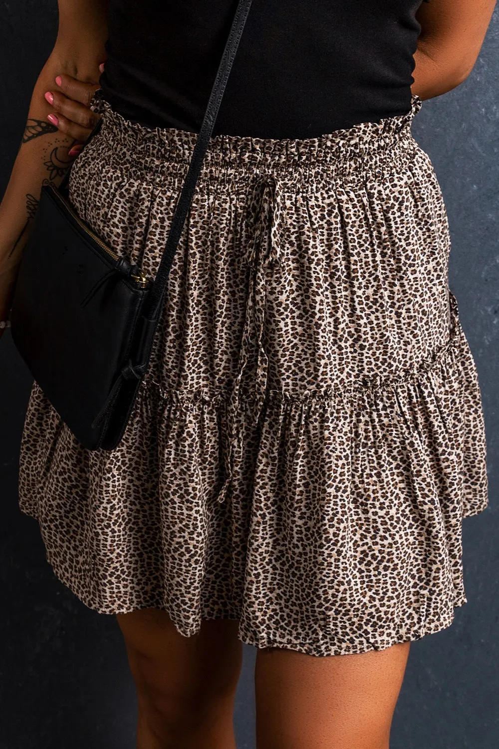 Frill Leopard Elastic Waist Skirt sold by Charming Charlie product image thumbnail 2