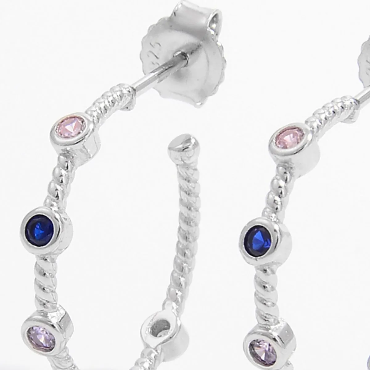 925 Sterling Silver Zircon C-Hoop Earrings sold by Charming Charlie product image thumbnail 4