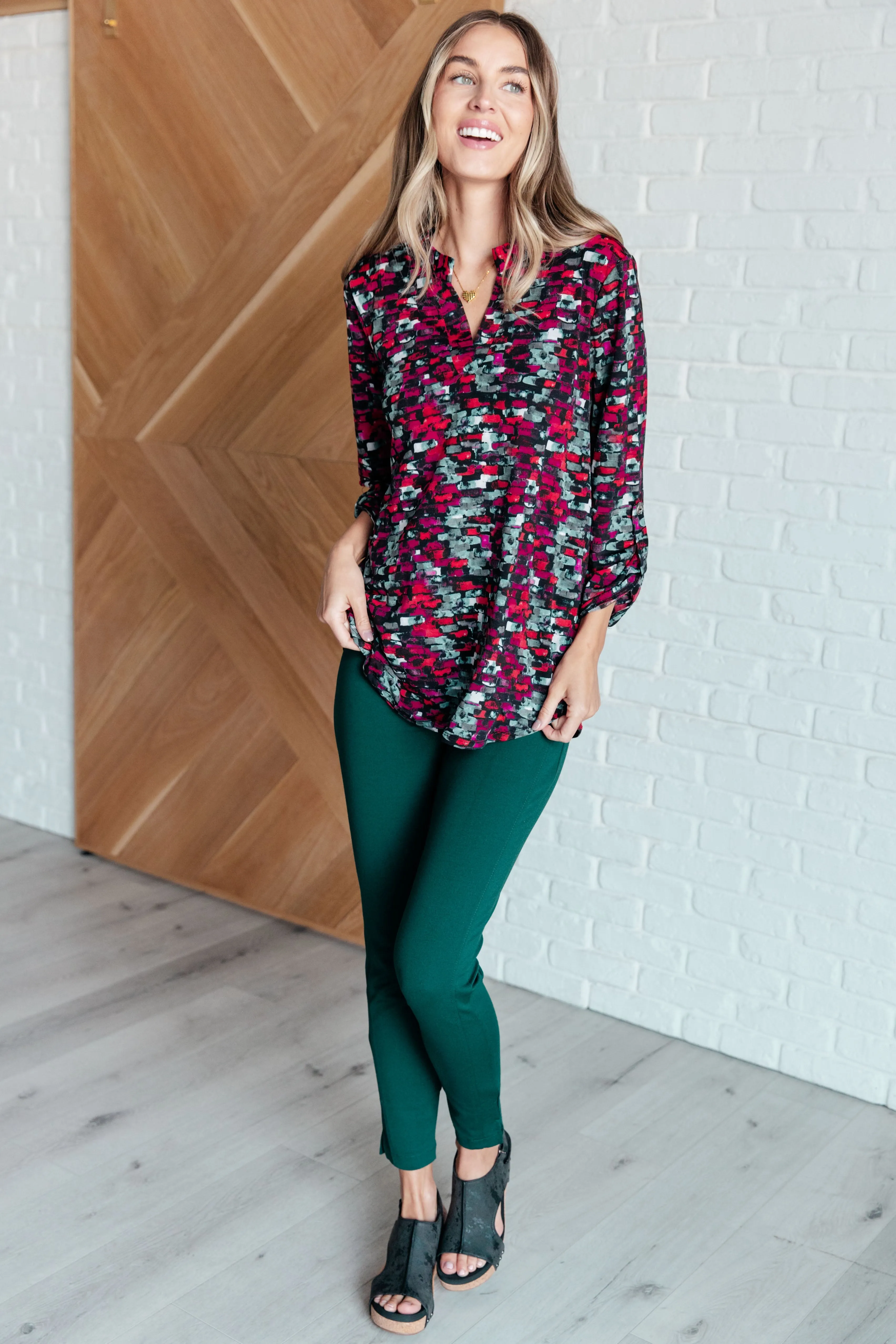 Lizzy Top in Black and Grey Multi Abstract sold by Charming Charlie product image thumbnail 3