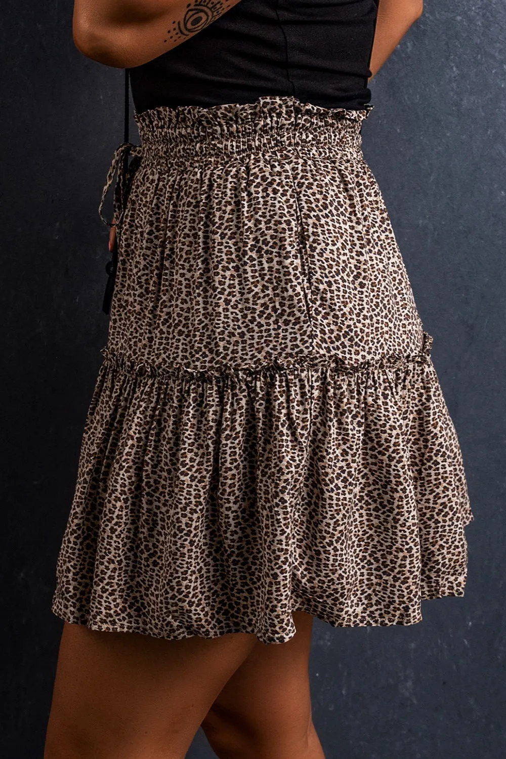 Frill Leopard Elastic Waist Skirt sold by Charming Charlie product image thumbnail 4