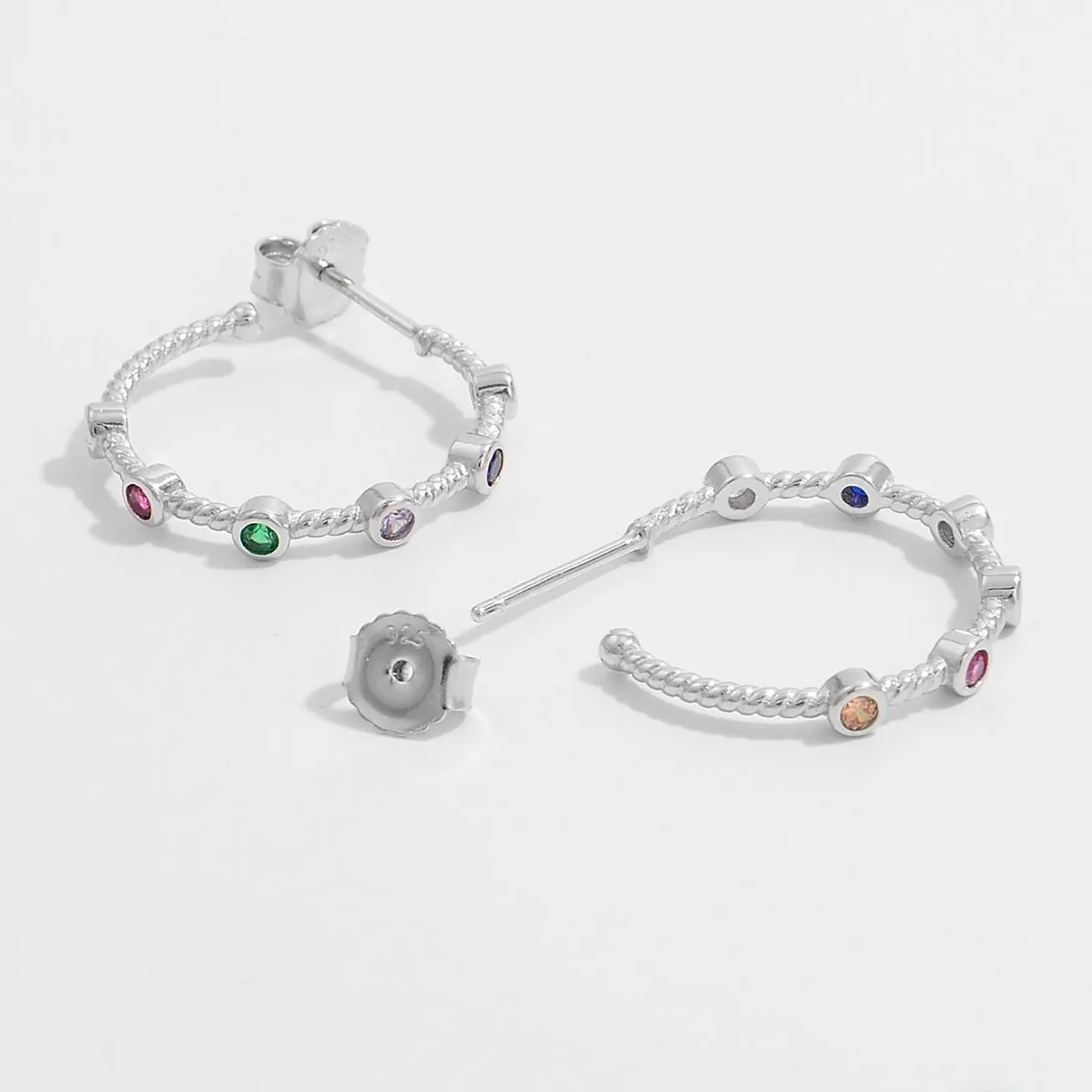 925 Sterling Silver Zircon C-Hoop Earrings sold by Charming Charlie product image thumbnail 3