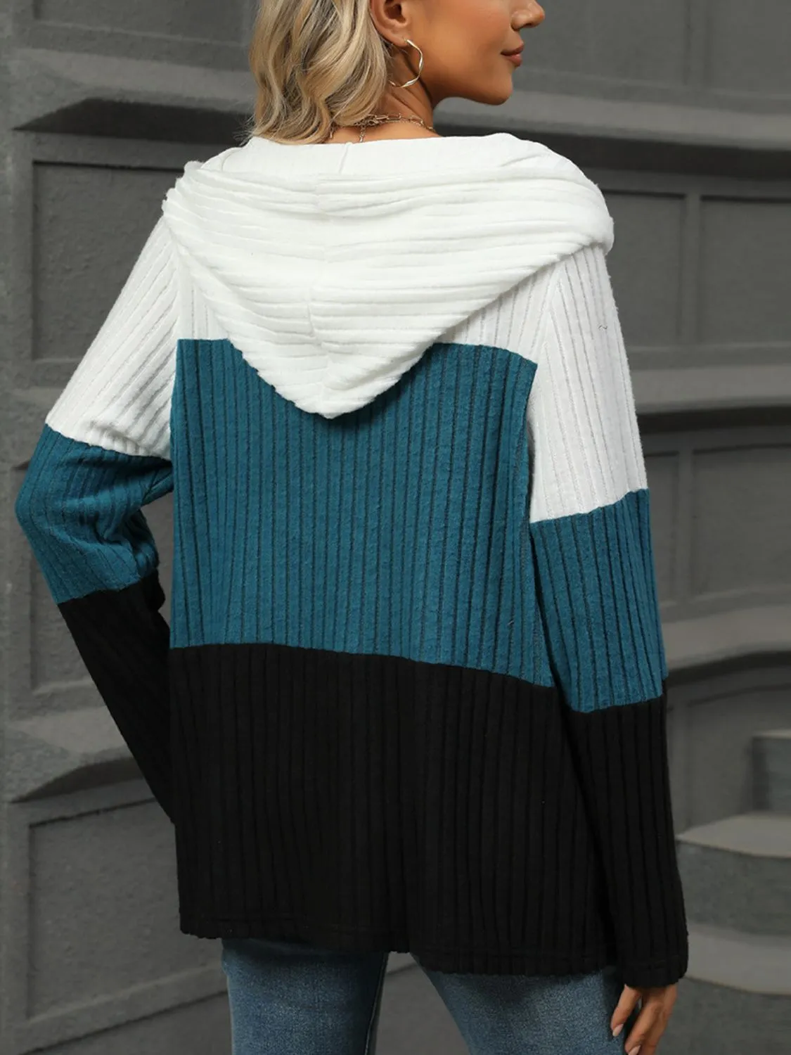 Color Block Hooded Long Sleeve T-Shirt sold by Charming Charlie product image thumbnail 2