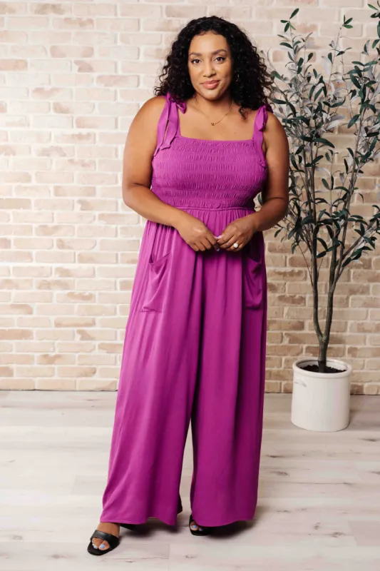 Social Graces Wide Leg Jumpsuit sold by Charming Charlie