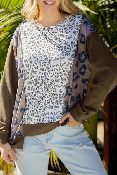 Exposed Seam Leopard Round Neck T-Shirt sold by Charming Charlie product image thumbnail 2