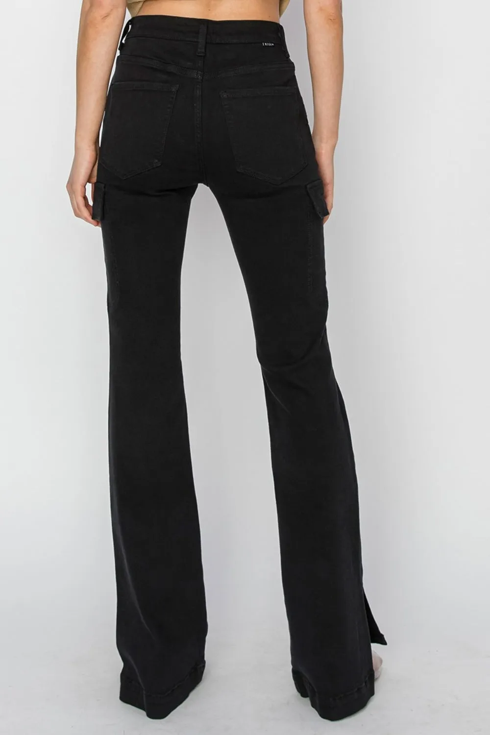 Risen Full Size High Rise Side Slit Cargo Bootcut Jeans sold by Charming Charlie product image thumbnail 2