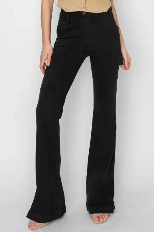 Risen Full Size High Rise Side Slit Cargo Bootcut Jeans sold by Charming Charlie