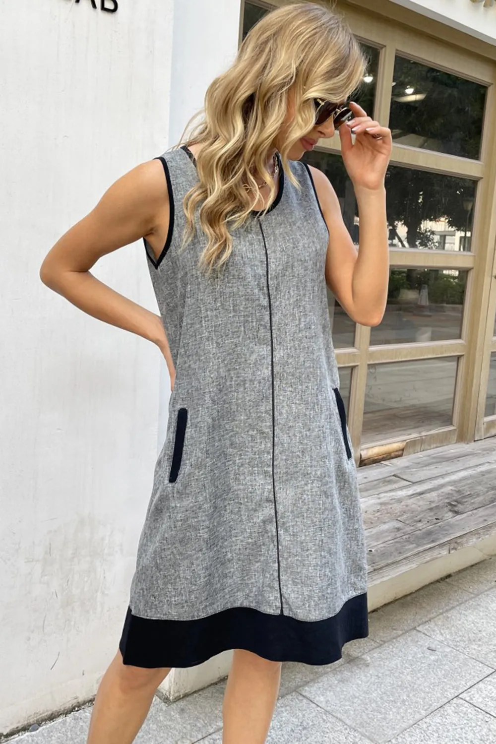 Contrast Trim Round Neck Dress sold by Charming Charlie product image thumbnail 4