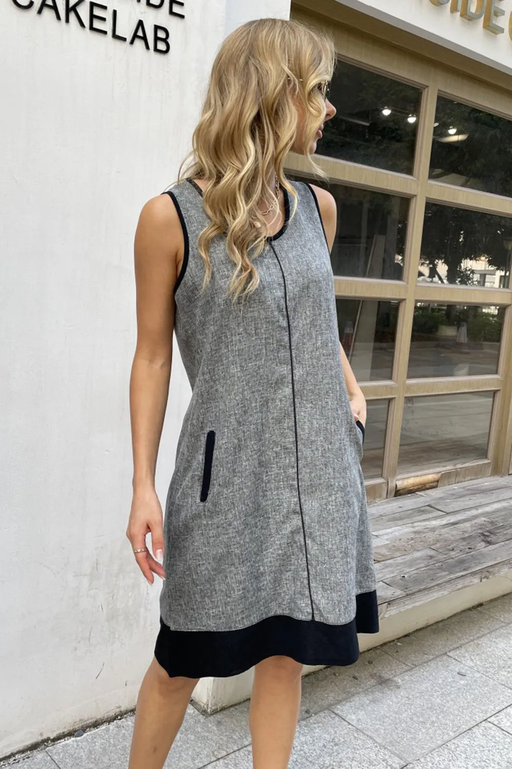 Contrast Trim Round Neck Dress sold by Charming Charlie product image thumbnail 3