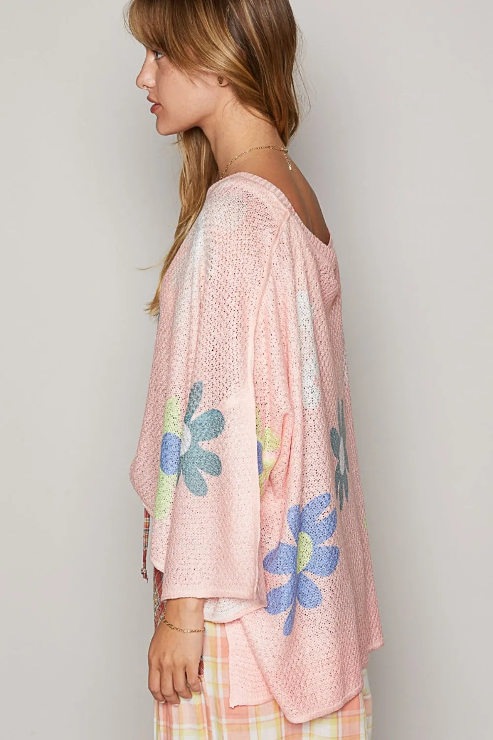 POL Flower Dropped Shoulder Long Sleeve Knit Top sold by Charming Charlie product image thumbnail 3