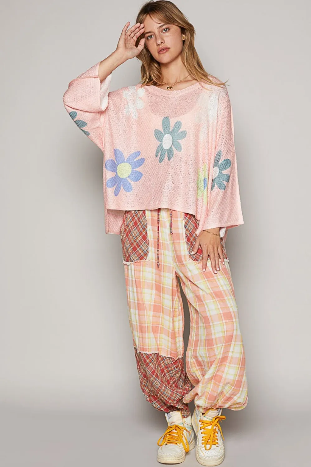 POL Flower Dropped Shoulder Long Sleeve Knit Top sold by Charming Charlie product image thumbnail 4