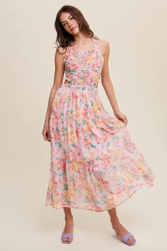 Floral Bubble Textured Two-Piece Style Maxi Dress sold by Charming Charlie