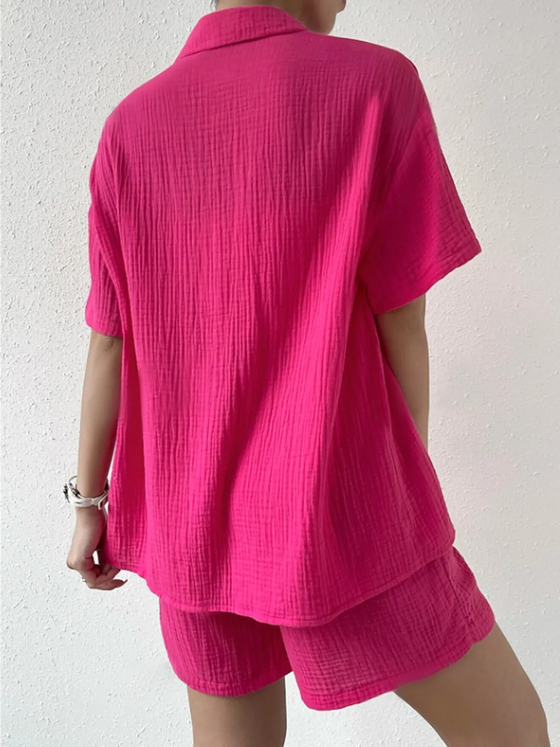 Button Up Half Sleeve Top and Shorts Set sold by Charming Charlie product image thumbnail 2