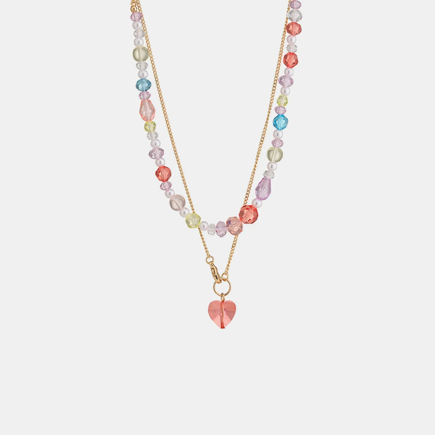 Beaded Double-Layered Heart Pendant Necklace sold by Charming Charlie product image thumbnail 5