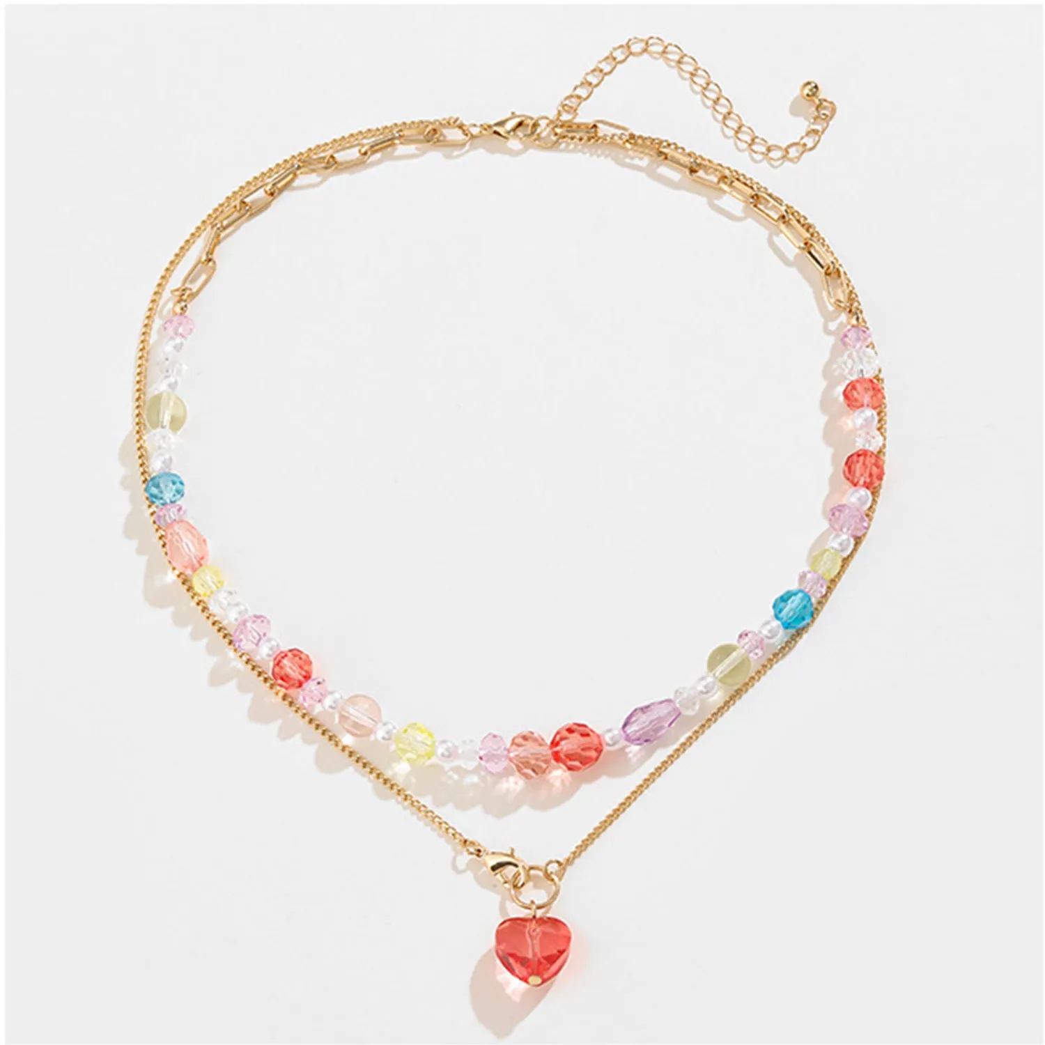 Beaded Double-Layered Heart Pendant Necklace sold by Charming Charlie product image thumbnail 3