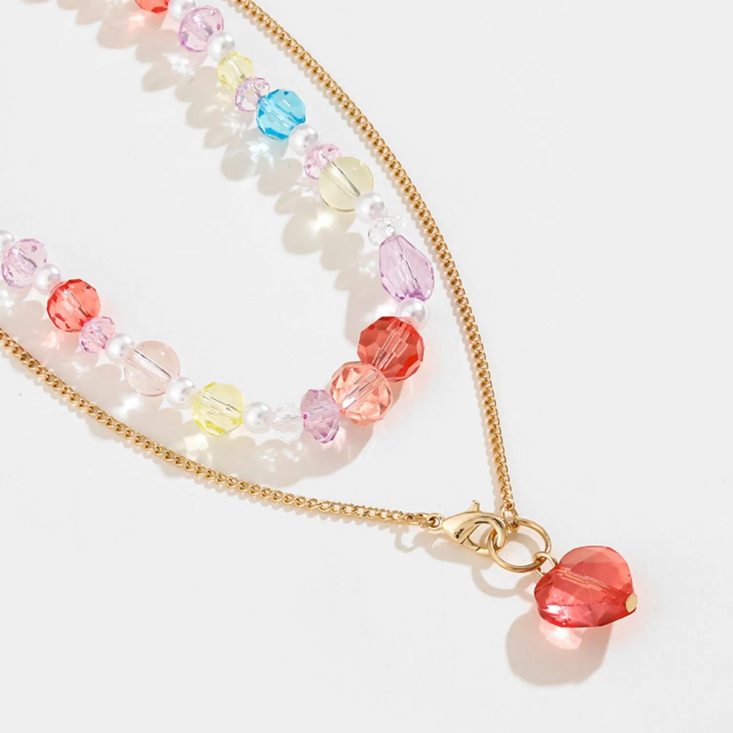 Beaded Double-Layered Heart Pendant Necklace sold by Charming Charlie product image thumbnail 4