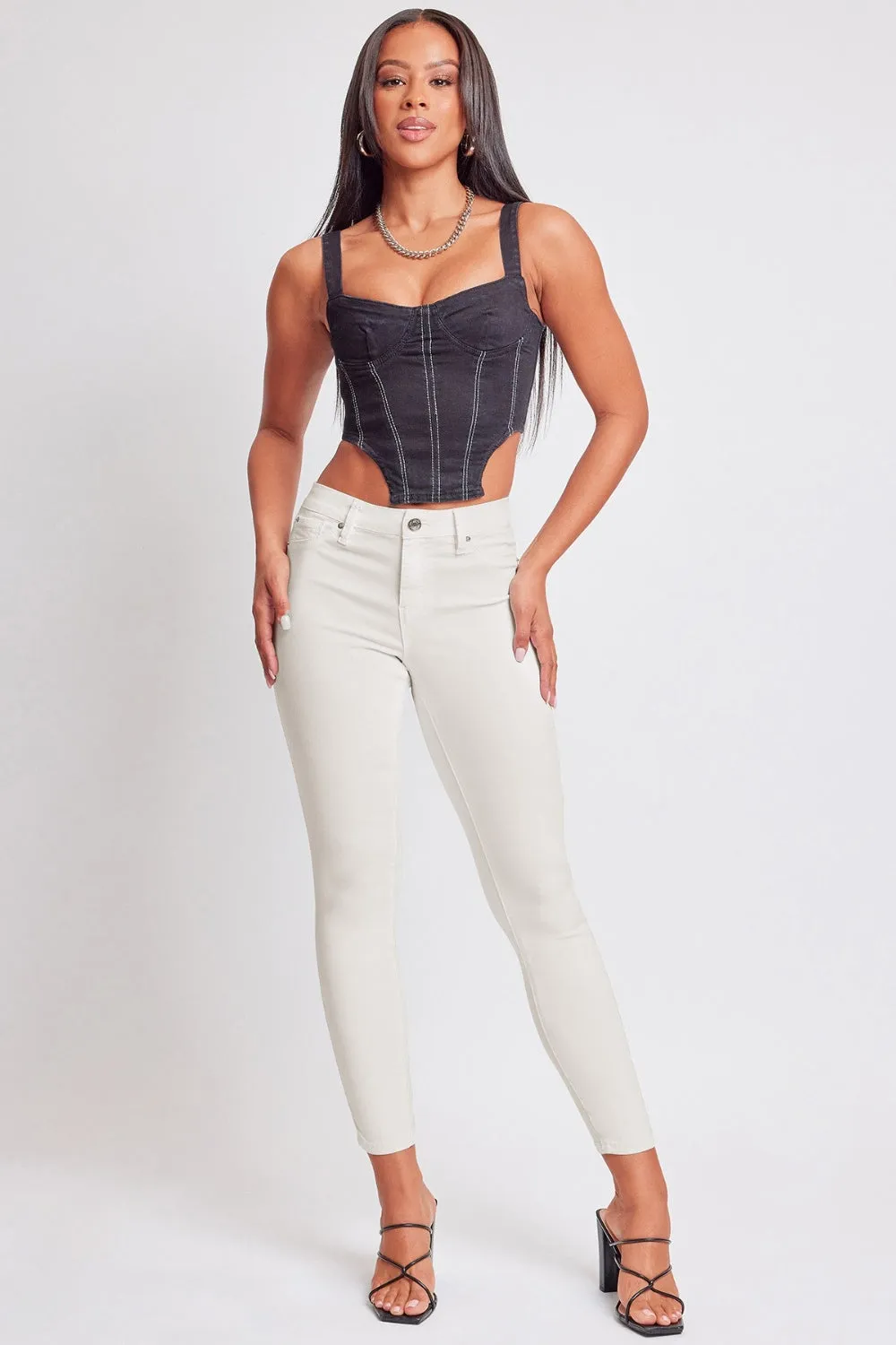 YMI Jeanswear Hyperstretch Mid-Rise Skinny Jeans sold by Charming Charlie