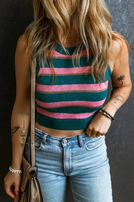 Striped Round Neck Knit Vest sold by Charming Charlie