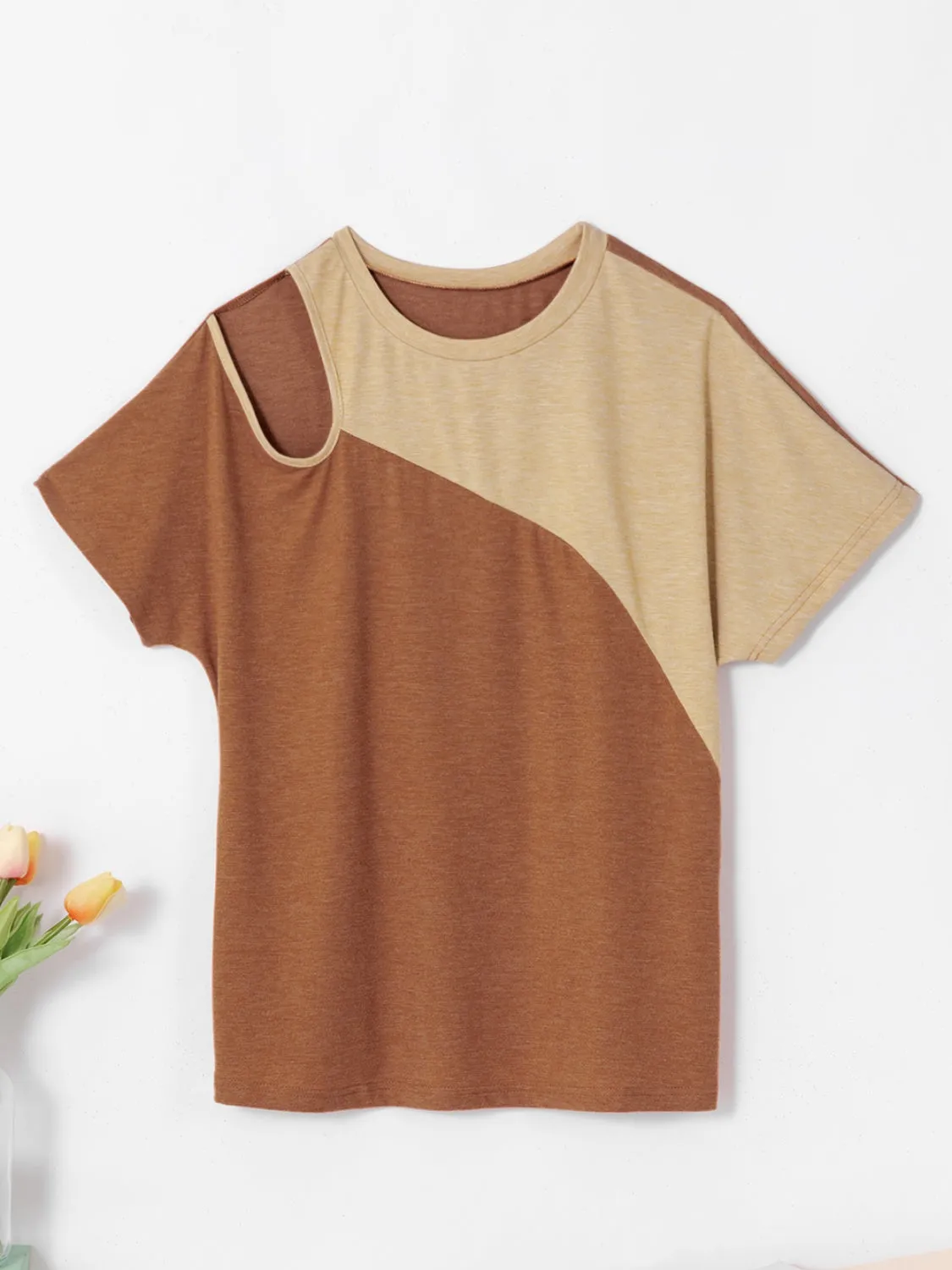 Contrast Round Neck Short Sleeve T-Shirt sold by Charming Charlie product image thumbnail 2