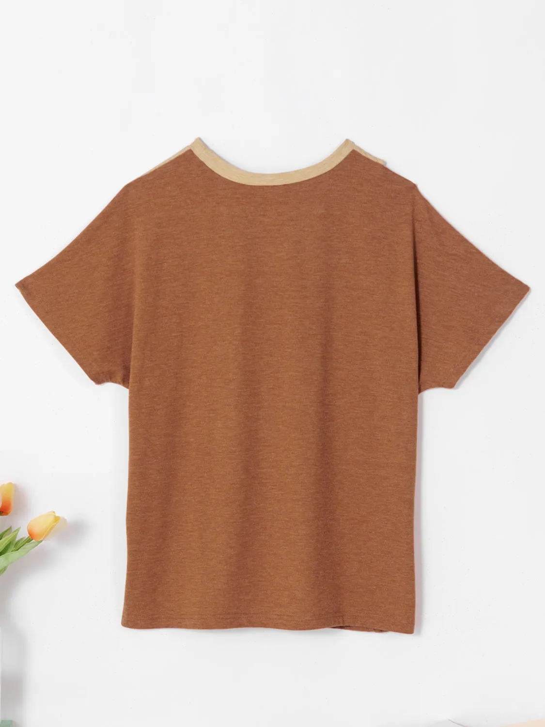 Contrast Round Neck Short Sleeve T-Shirt sold by Charming Charlie product image thumbnail 3