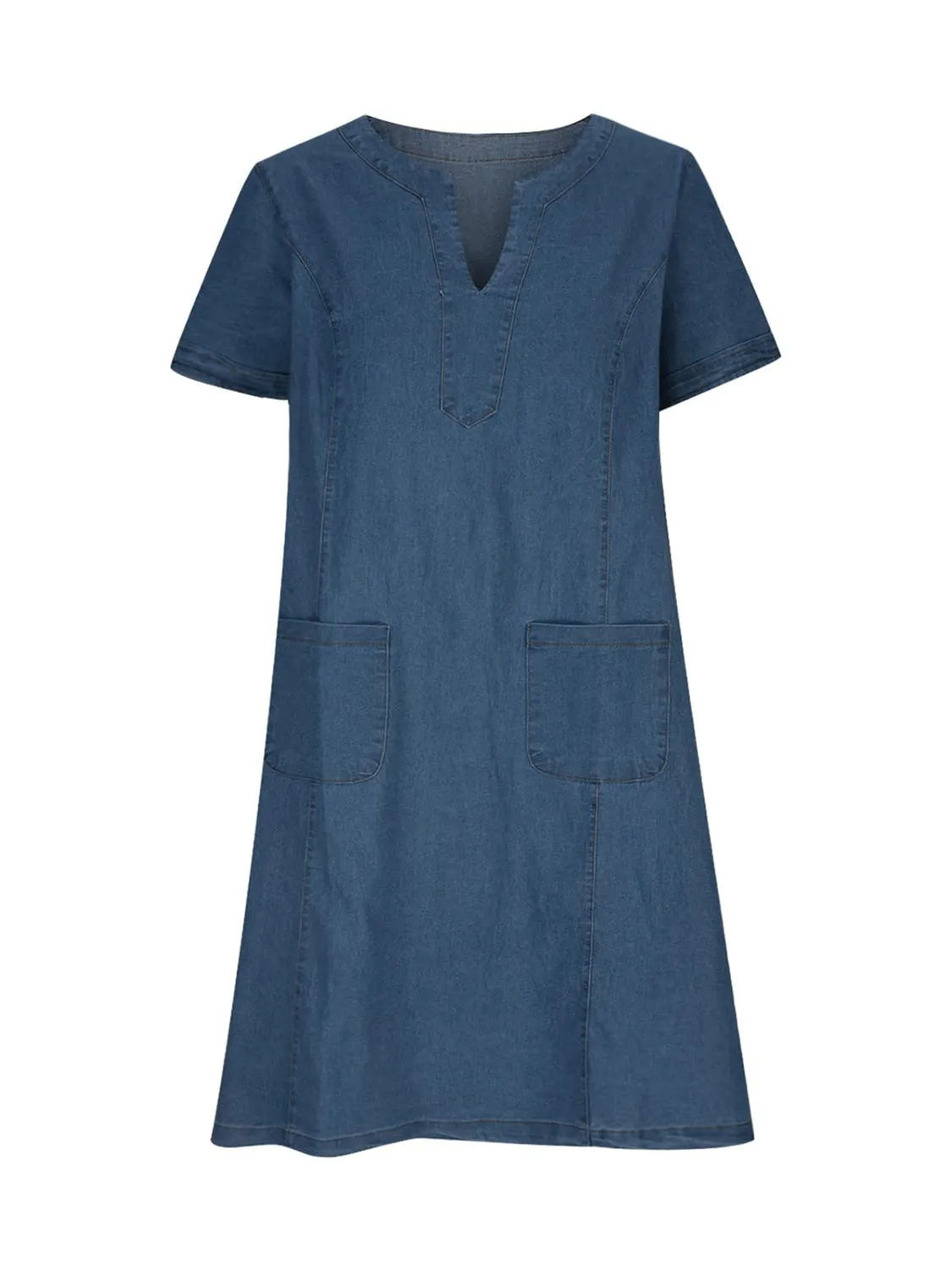 Full Size Notched Short Sleeve Denim Dress sold by Charming Charlie product image thumbnail 2