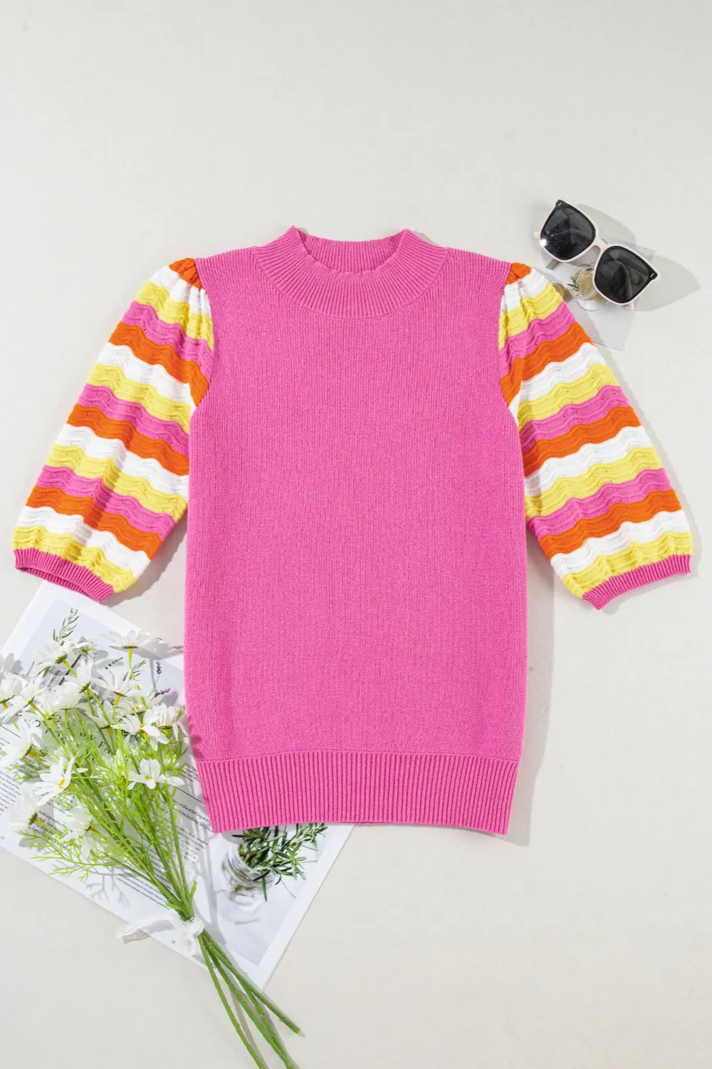 Contrast Half Sleeve Knit Top sold by Charming Charlie product image thumbnail 2