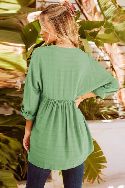 Notched Roll-Tab Sleeve Blouse sold by Charming Charlie product image thumbnail 3