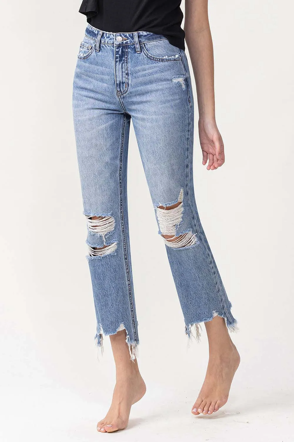 Lovervet High Rise Distressed Straight Jeans sold by Charming Charlie product image thumbnail 4