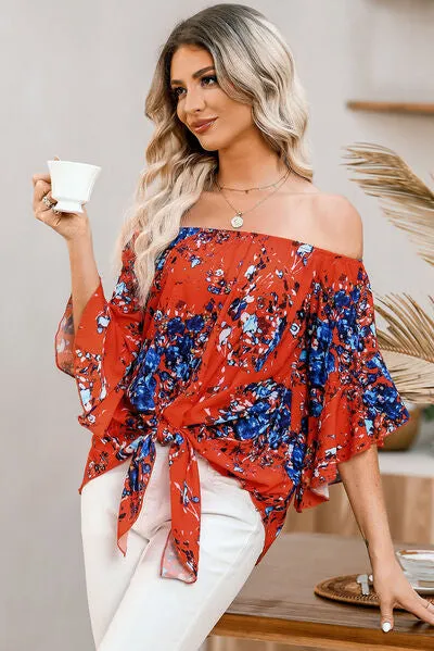Tied Printed Off-Shoulder Half Sleeve Blouse sold by Charming Charlie product image thumbnail 2
