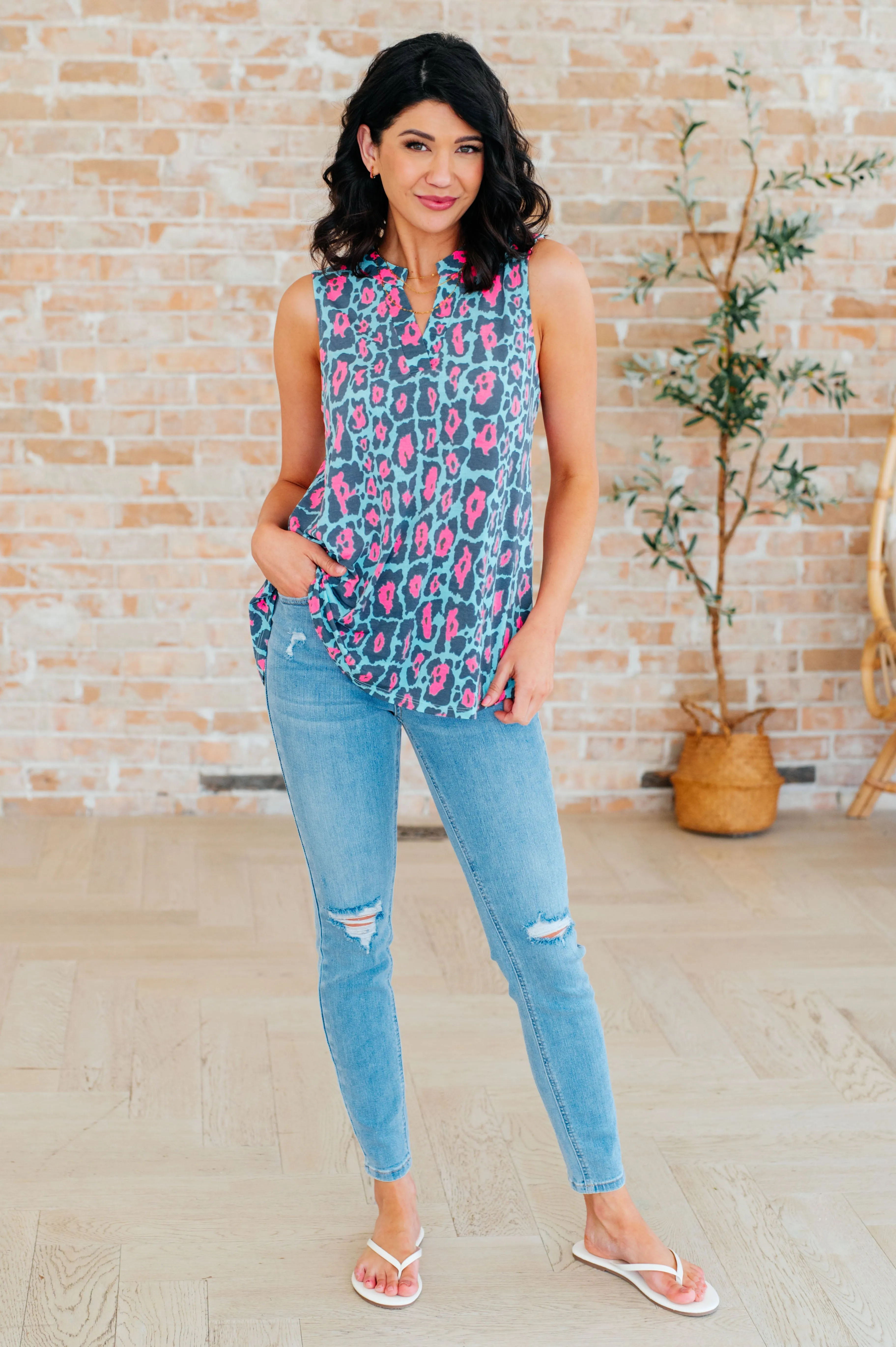 Lizzy Tank Top in Mint and Pink Leopard sold by Charming Charlie product image thumbnail 4