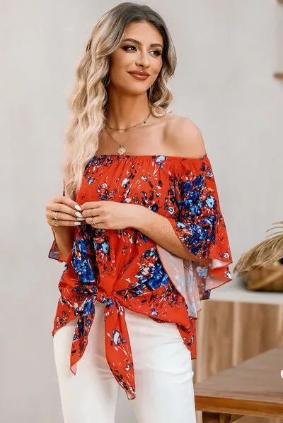 Tied Printed Off-Shoulder Half Sleeve Blouse sold by Charming Charlie product image thumbnail 3