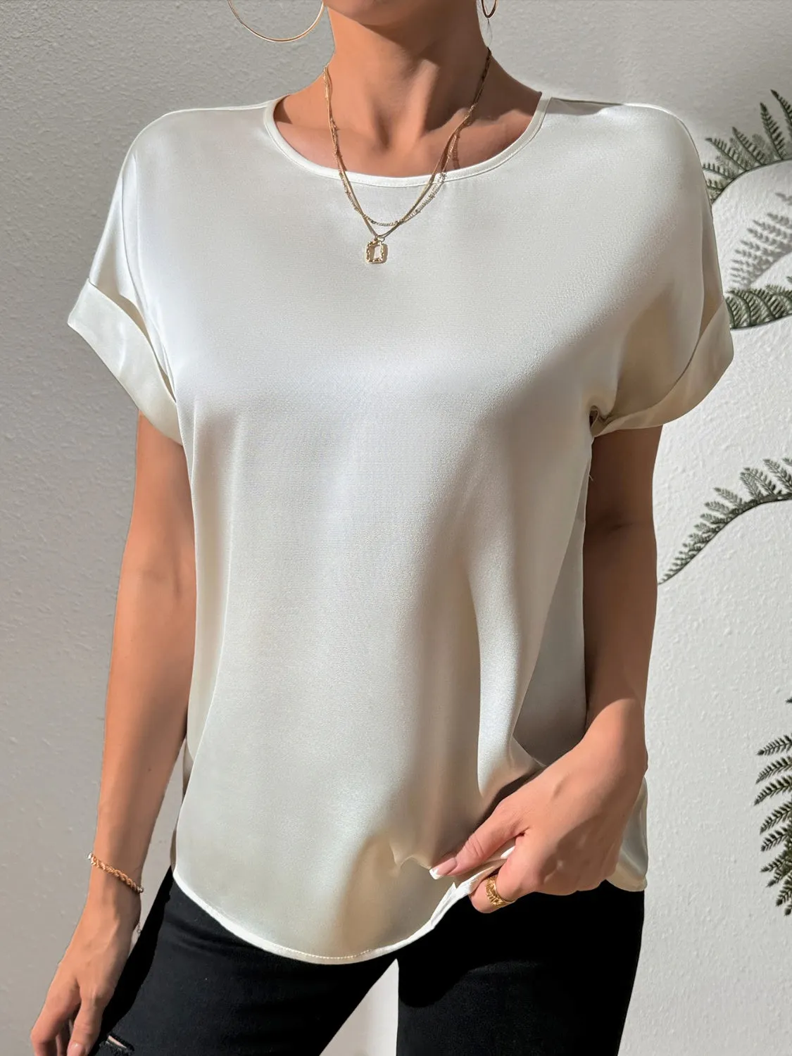 Round Neck Short Sleeve Blouse sold by Charming Charlie product image thumbnail 3