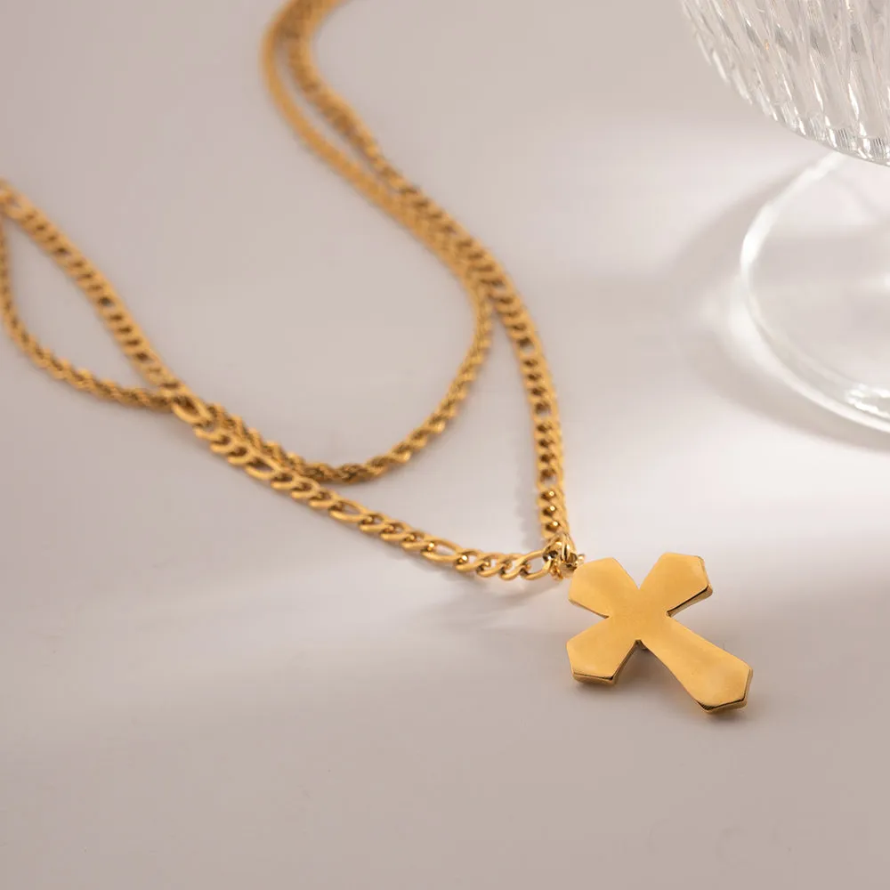 18K Gold-Plated Double Layered Cross Necklace sold by Charming Charlie product image thumbnail 4