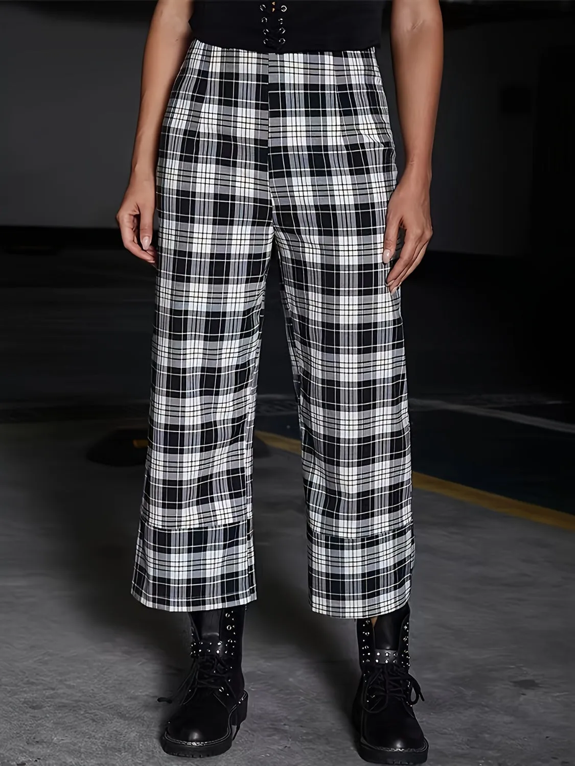Full Size Plaid High Waist Pants sold by Charming Charlie