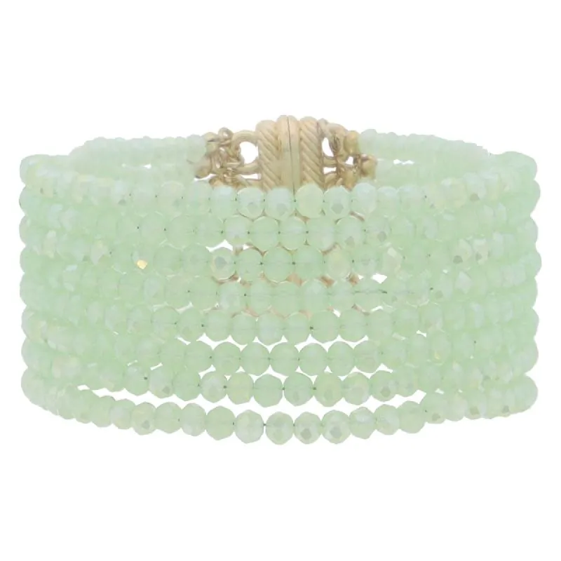 8 Strand Mini Minty Green Faceted Beaded with Magnetic Closure Bracelet, 1.25" Pendant sold by Charming Charlie