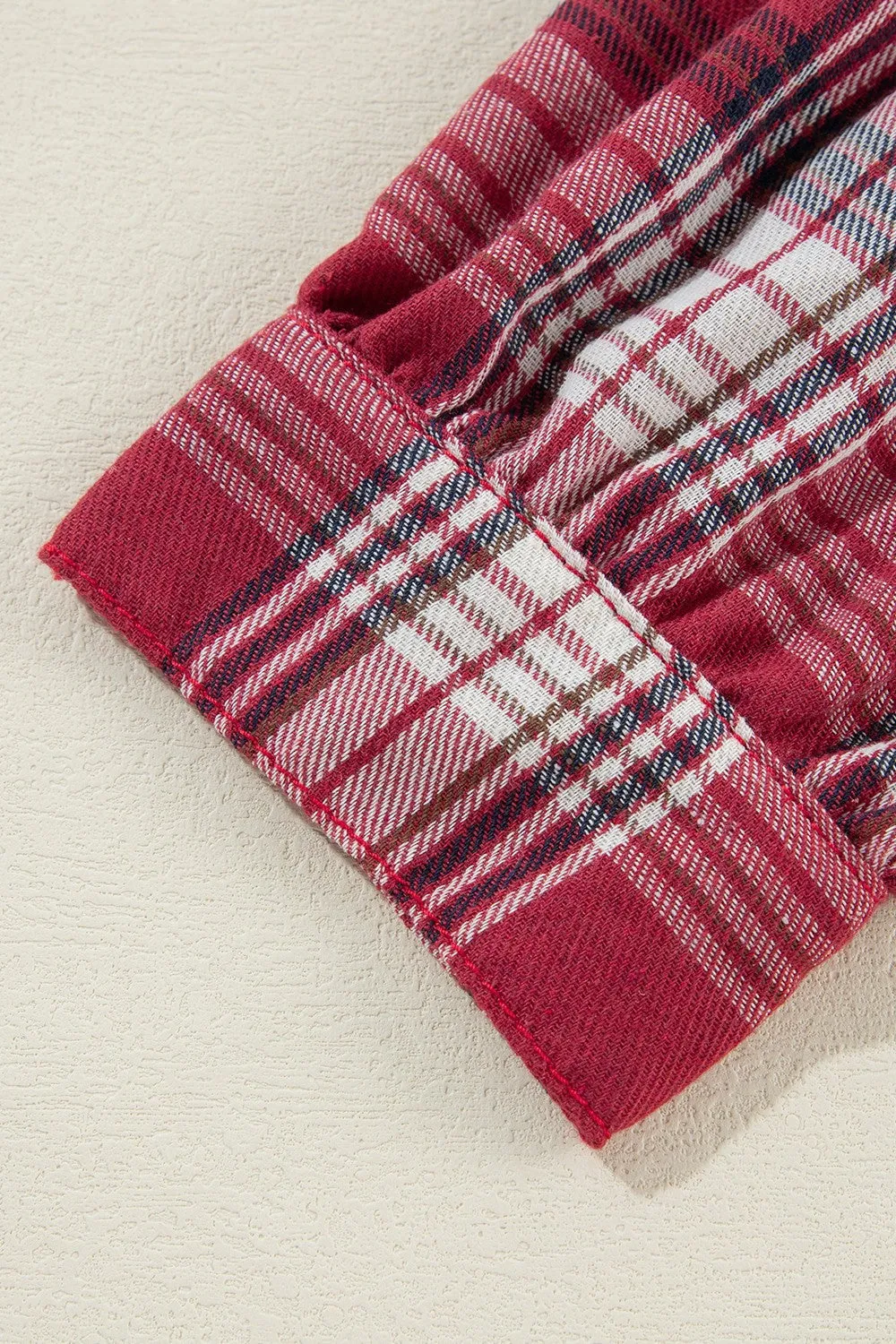 Raw Hem Drawstring Plaid Denim Jacket sold by Charming Charlie product image thumbnail 4