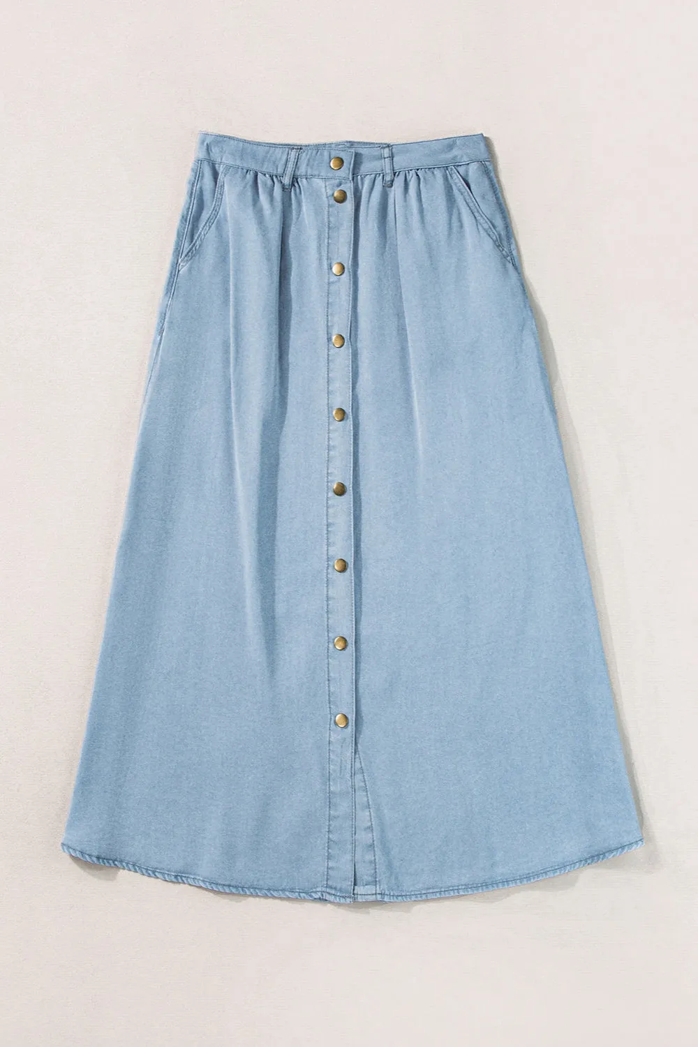Snap Down High Waist Denim Skirt sold by Charming Charlie product image thumbnail 2