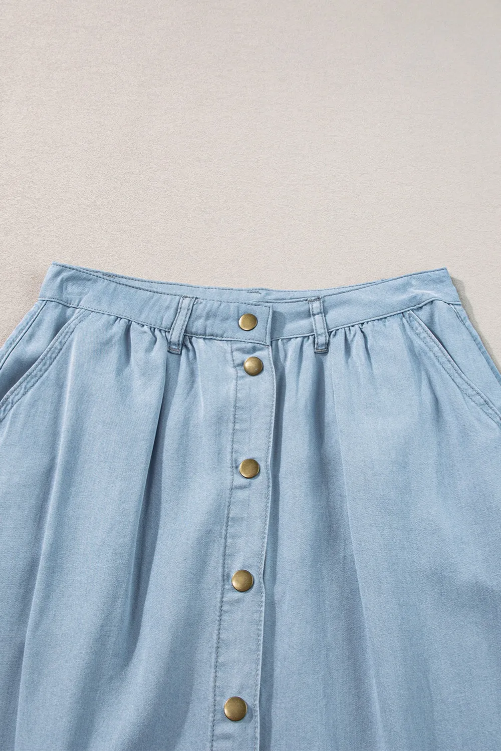 Snap Down High Waist Denim Skirt sold by Charming Charlie product image thumbnail 4