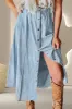 Snap Down High Waist Denim Skirt sold by Charming Charlie