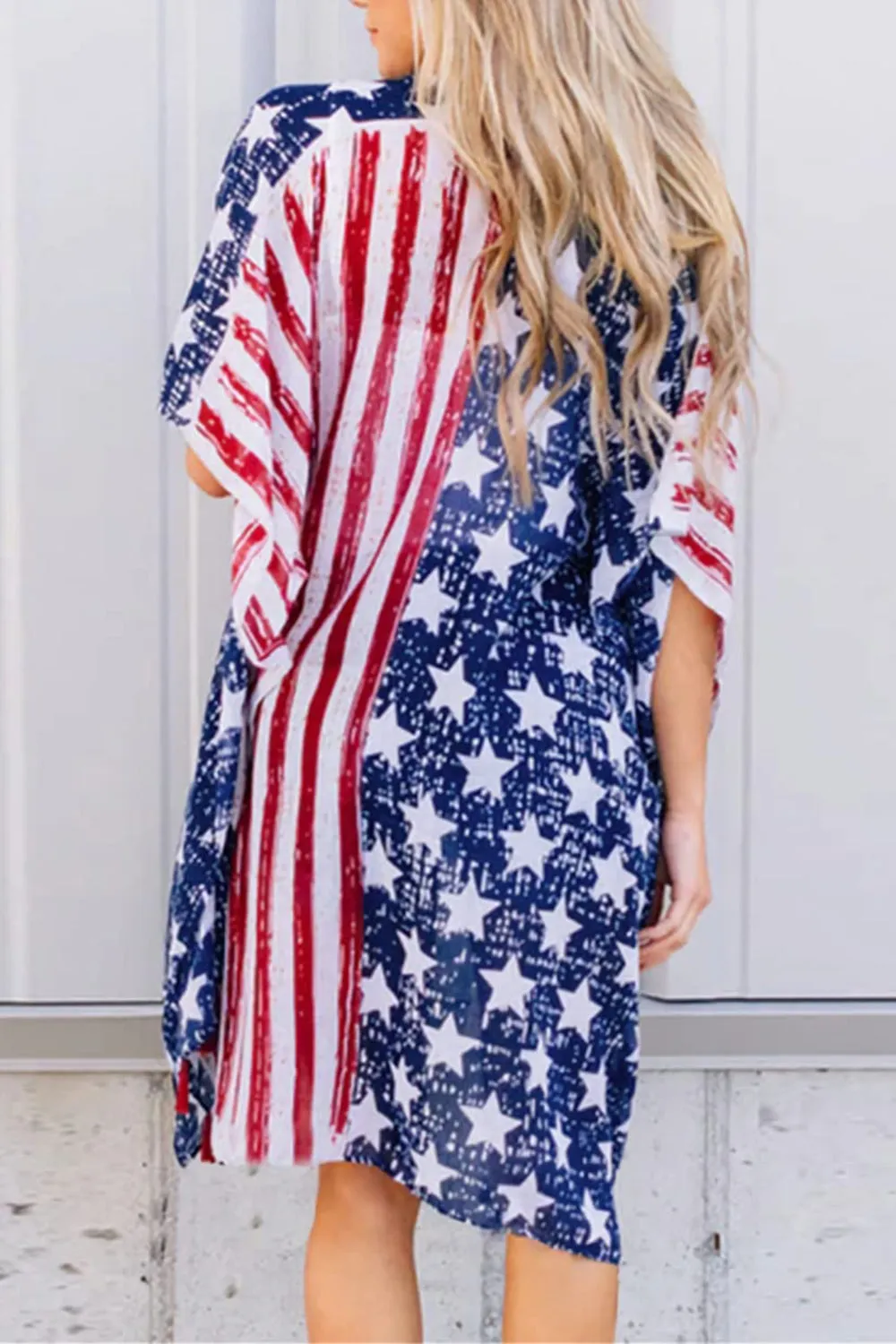 Full Size Star & Stripes Open Front Cover Up sold by Charming Charlie product image thumbnail 2