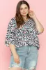 Plus Size Leopard V-Neck Three-Quarter Sleeve Blouse sold by Charming Charlie