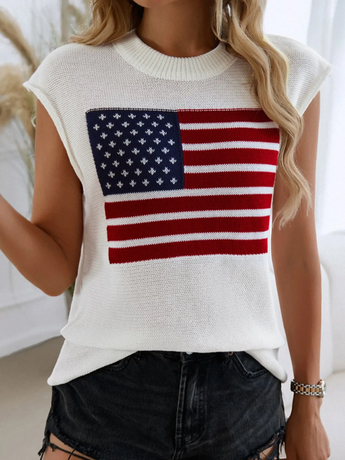 Devine US Flag Round Neck Sweater Vest sold by Charming Charlie product image thumbnail 2