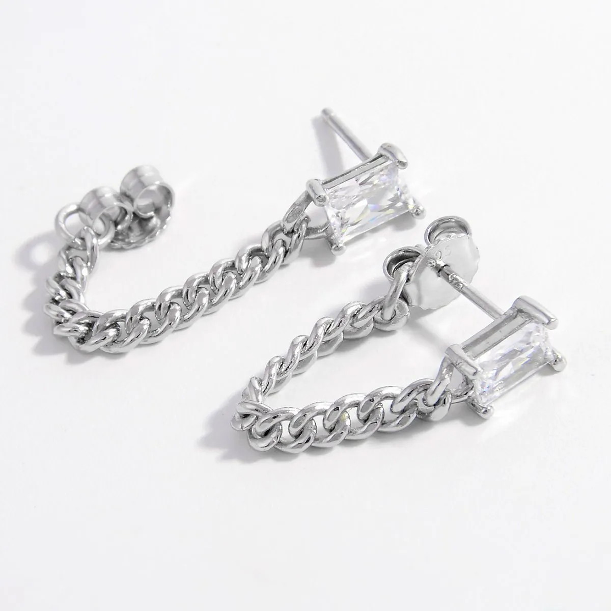 925 Sterling Silver Zircon Chain Earrings sold by Charming Charlie product image thumbnail 4